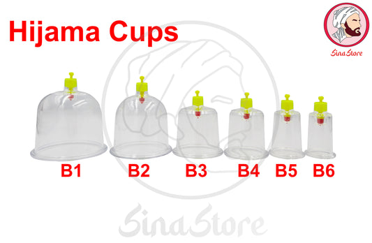 Hijama Cups - Mixed Sizes: B1, B2, B3, B4, B5, B6, B1+